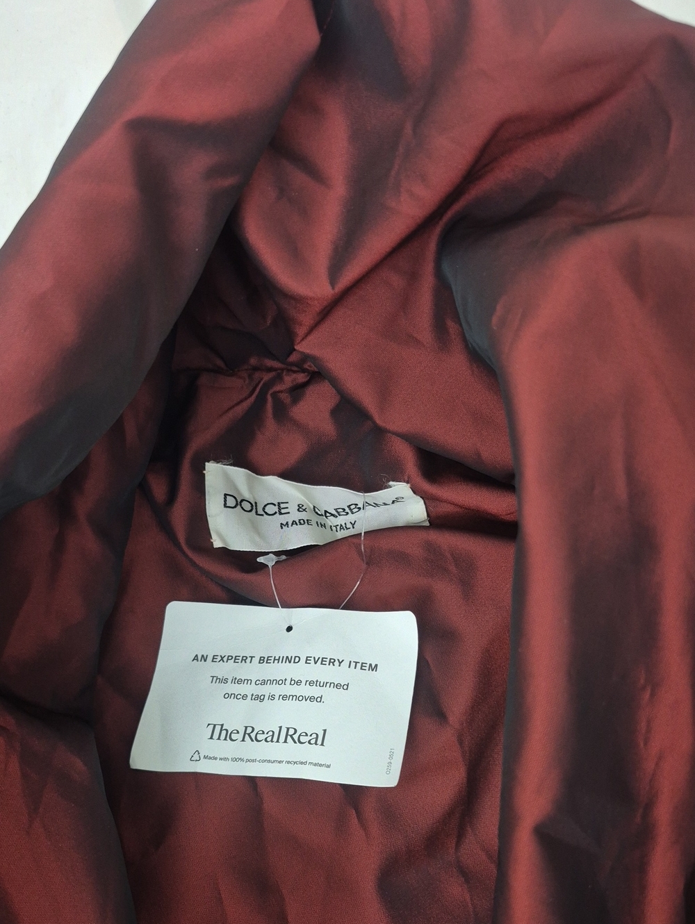 Dolce & Gabbana Deep Burgundy Satin Lining with Tag